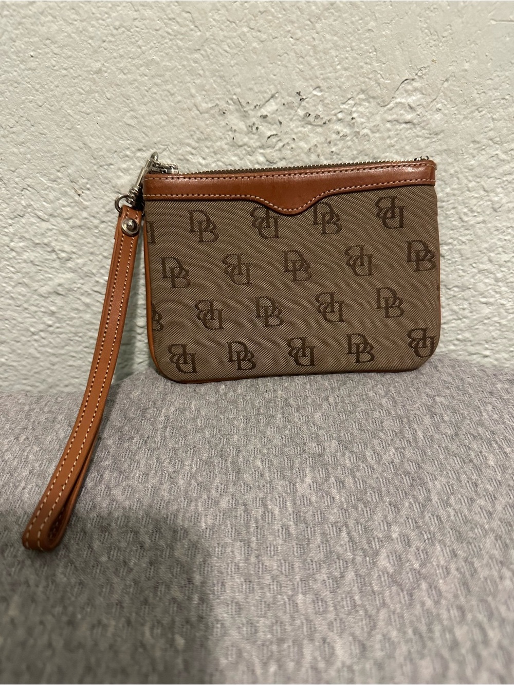 Dooney & Bourke Monogram Brown Canvas Wristlet